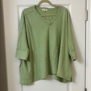 Easel Sage Green V-Neck Tunic